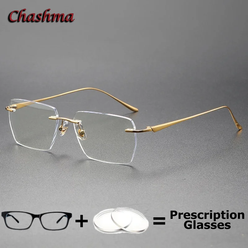Chashma Prescription Glasses Men Rimless Optical Eyewear Progressive Recipe Eyeglasses Customize Multifocal Lenses Spectacles