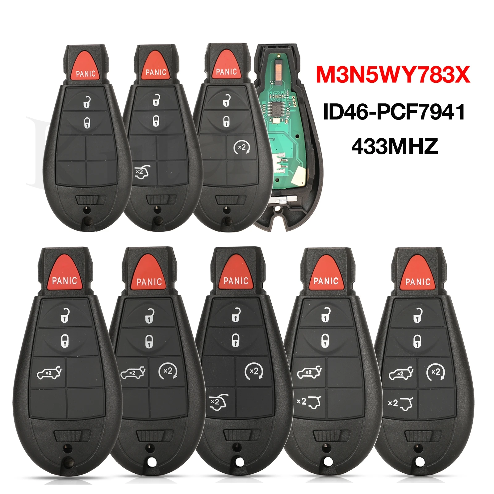 

jingyuqin 3/4/5/6/7 BTN Smart Remote Key Fob M3N5WY783X IYZ-C01C IYZC01C 433Mhz ID46 PCF7941 Chip For Jeep Grand Cherokee JCUV