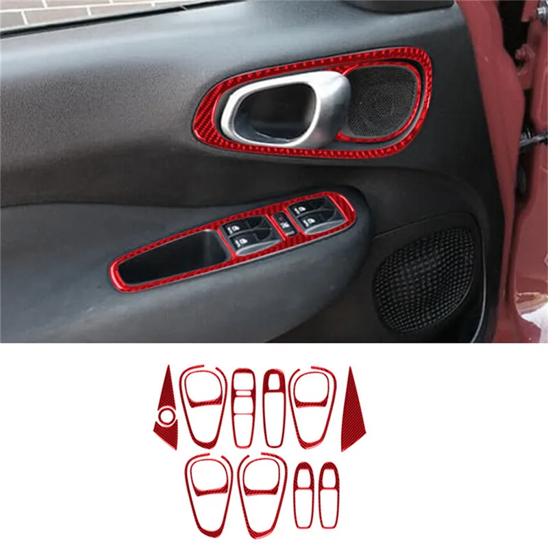 Carbon Fiber Car Interior Door Handle Panel Cover Trim Frame Sticke For Fiat 500L 2014-2017 Car Accessories