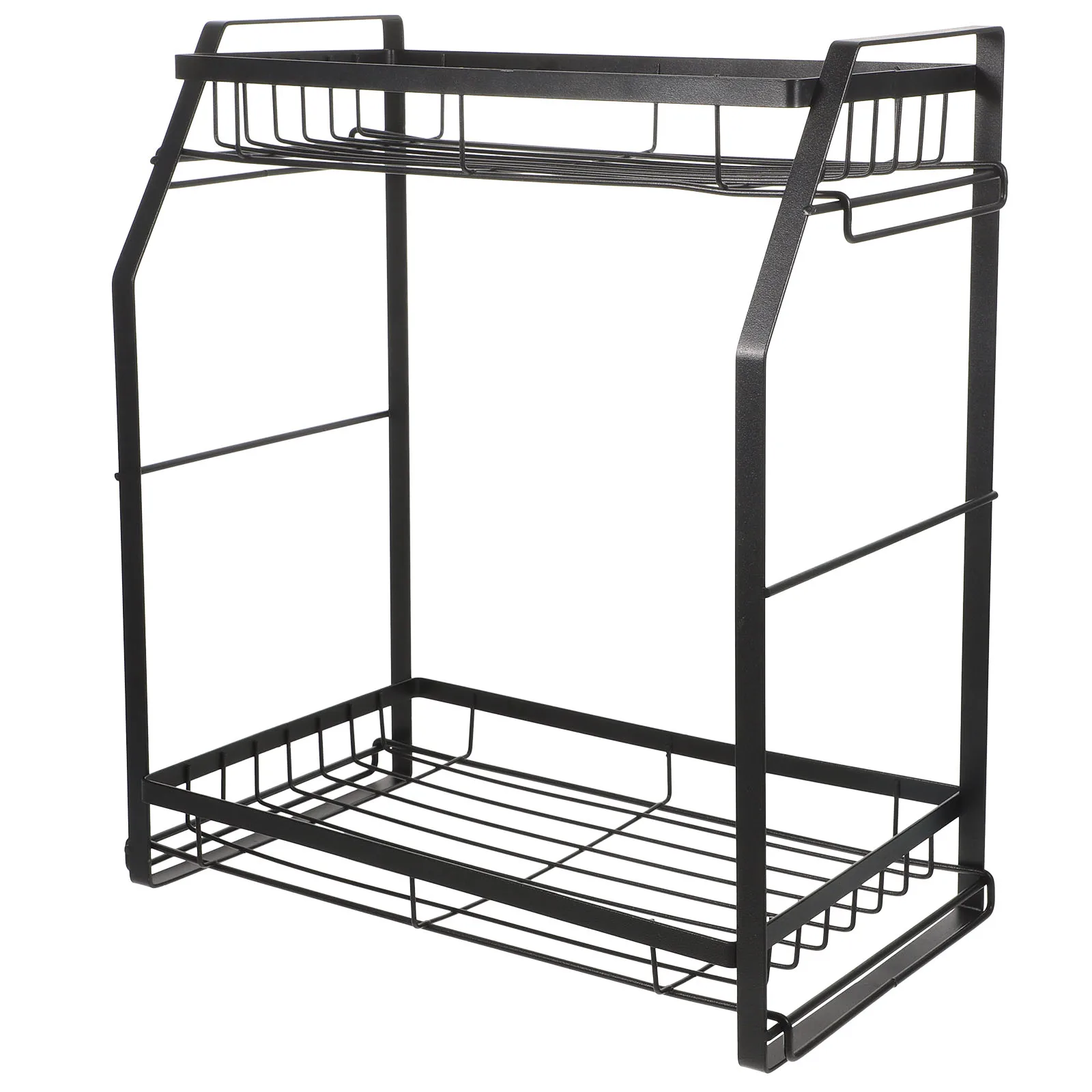 

Vertical Double Layer Spice Rack Organizer Iron Metal Storage Shelf for Kitchen Cabinet Pantry Bathroom Strong Load Capacity