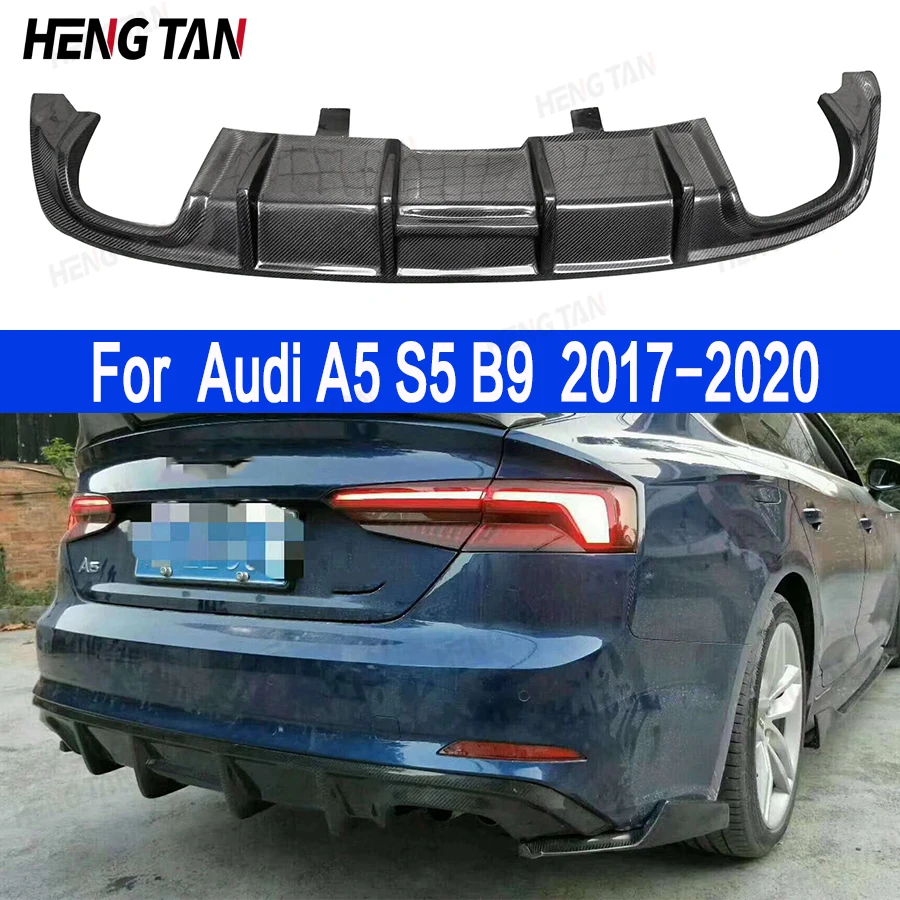 For Audi A5 2017-2020 Regular 4-door Carbon Fiber Car Rear Bumper Diffuser Rear Splitters Spoiler Back lip Car Accessories