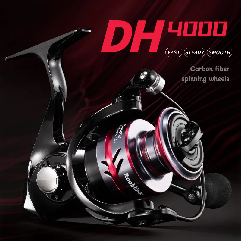 DH 2000-7000 بكرة دوارة 5.2:1 وسادات فرامل كربون جسم معدني بكرة مجوفة خفيفة الوزن للمياه المالحة/المياه العذبة