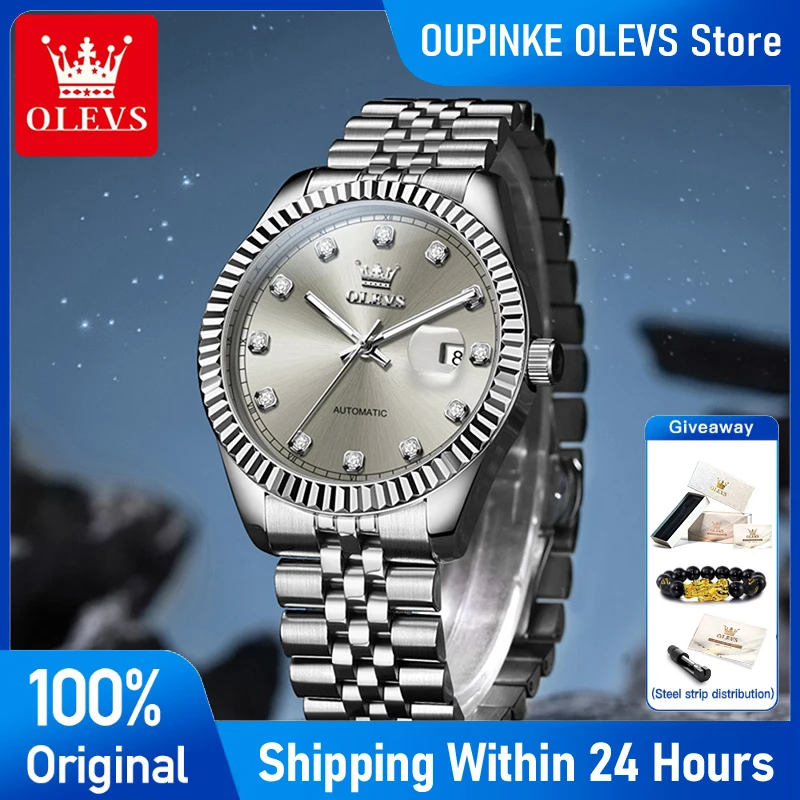 

OLEVS 6743 Mens Watch High Quality Original Luxury Automatic Mechanical Watch Stainless Steel Date Watches For Man Gifts Box