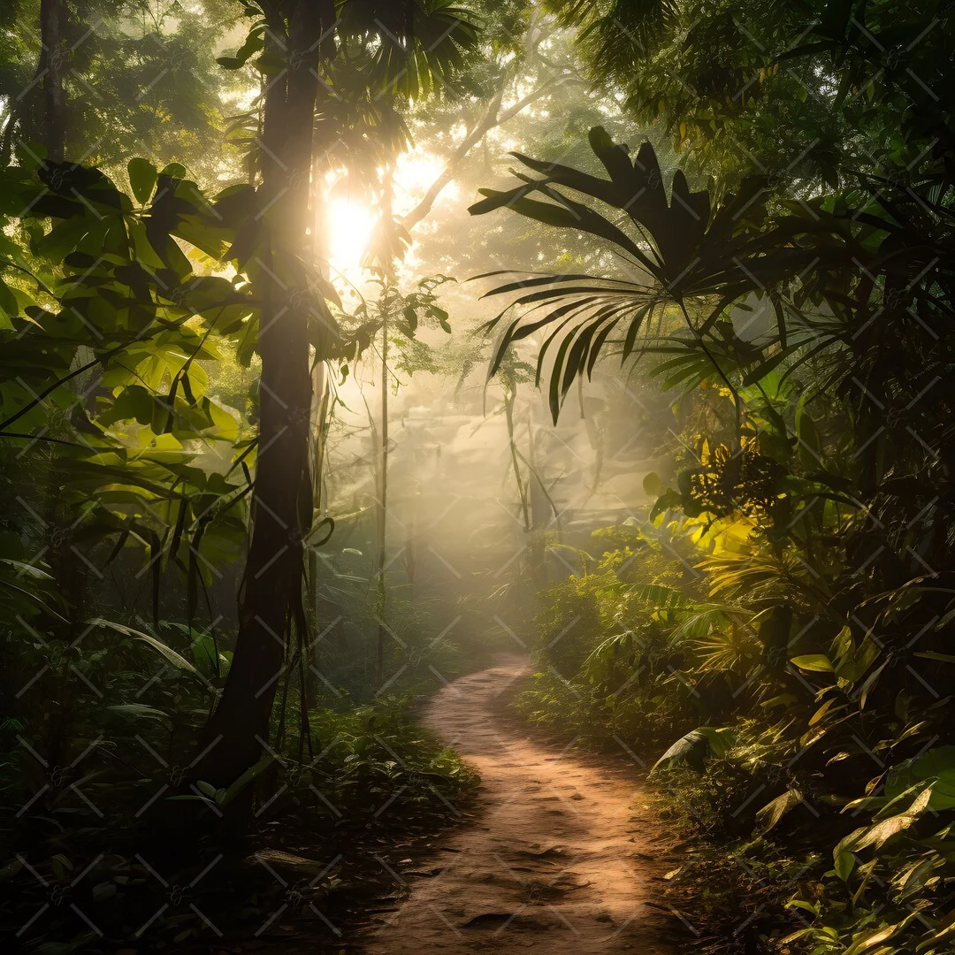 Tropical Jungle Trees Path  Leaves Sunshine backdrops High quality computer print scenic Photography Studio Backgrounds