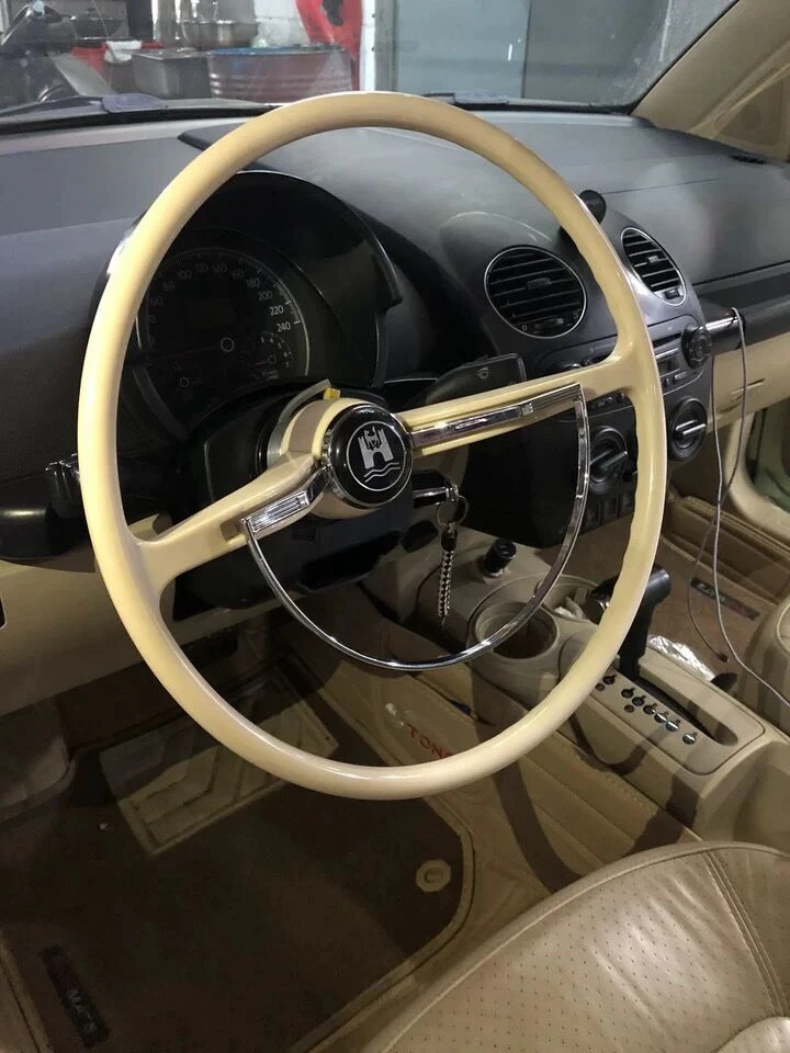 Vintage Classic Steering Wheel for VW Volkswagen Beetle 1953-1967, ABS Aluminium Alloy Handmade 40 gears 20mm Inner Diameter