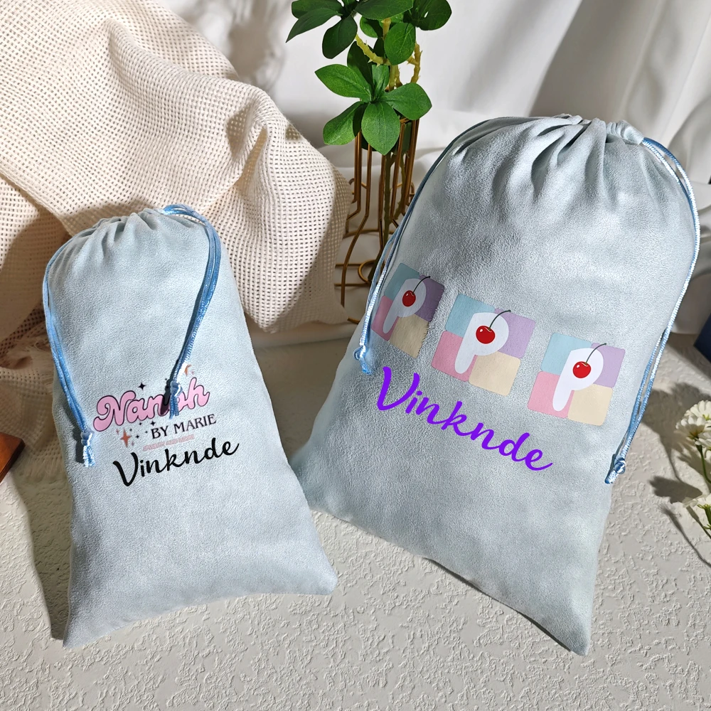 

Custom Logo 30x40cm Christmas Santa Flannel Bags Velvet Present Sack Drawstring Bag Candy Biscuit Handbag Dust Package Pouches