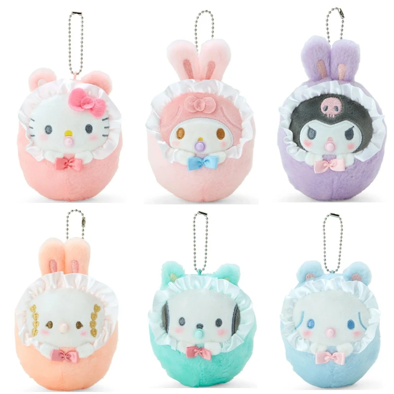 Nieuwe December Japan Sanrio Baby Konijn Oren Fopspeen Pop Melodie Kuromi Cinnamoroll Cogimyun Tuxedosam Pluche Hanger Sieraden