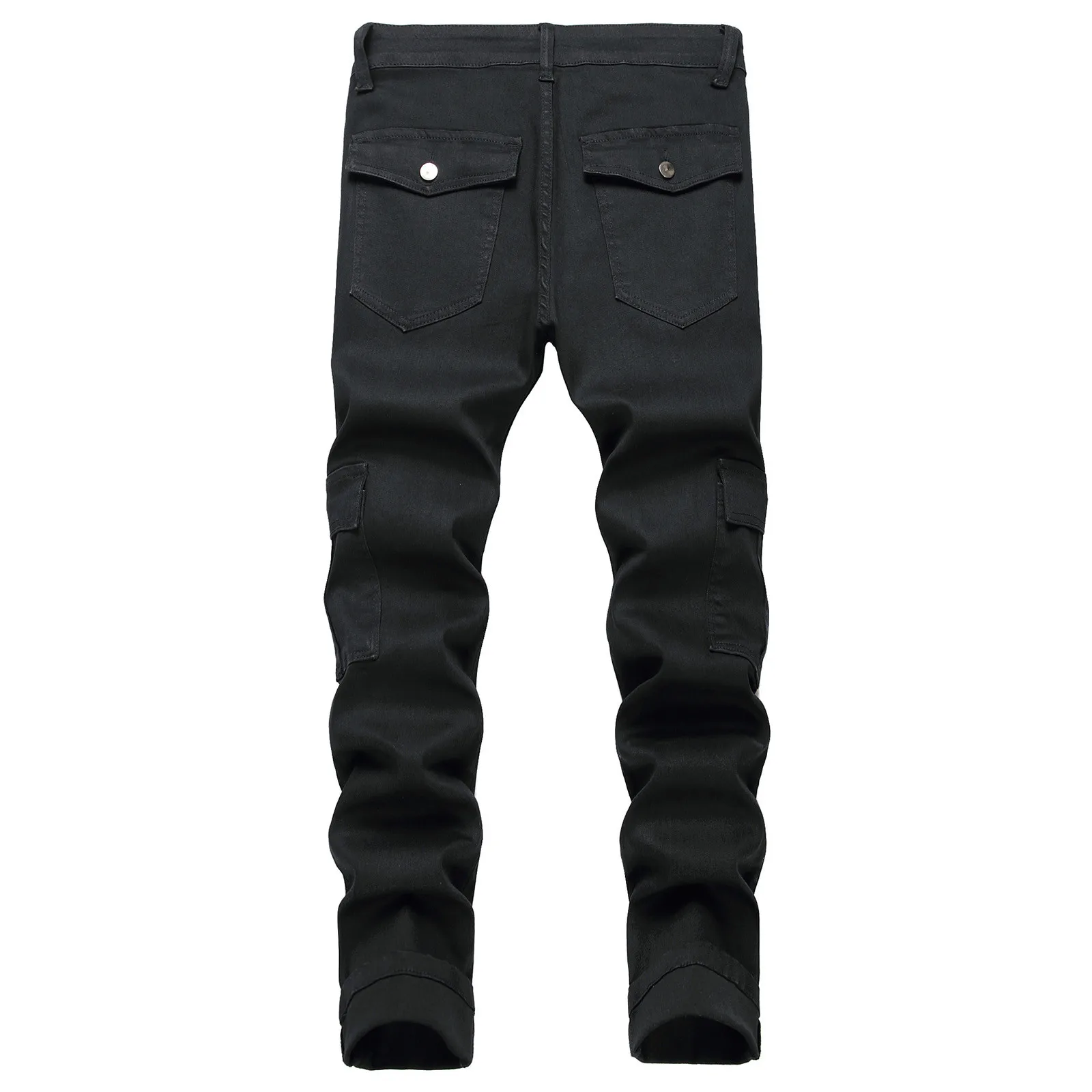 Male Men'S Jeans Comfort Stretch Denim Straight Leg Relaxed Pocket Solid Jeans Men Baggy Harem Jean Trousers