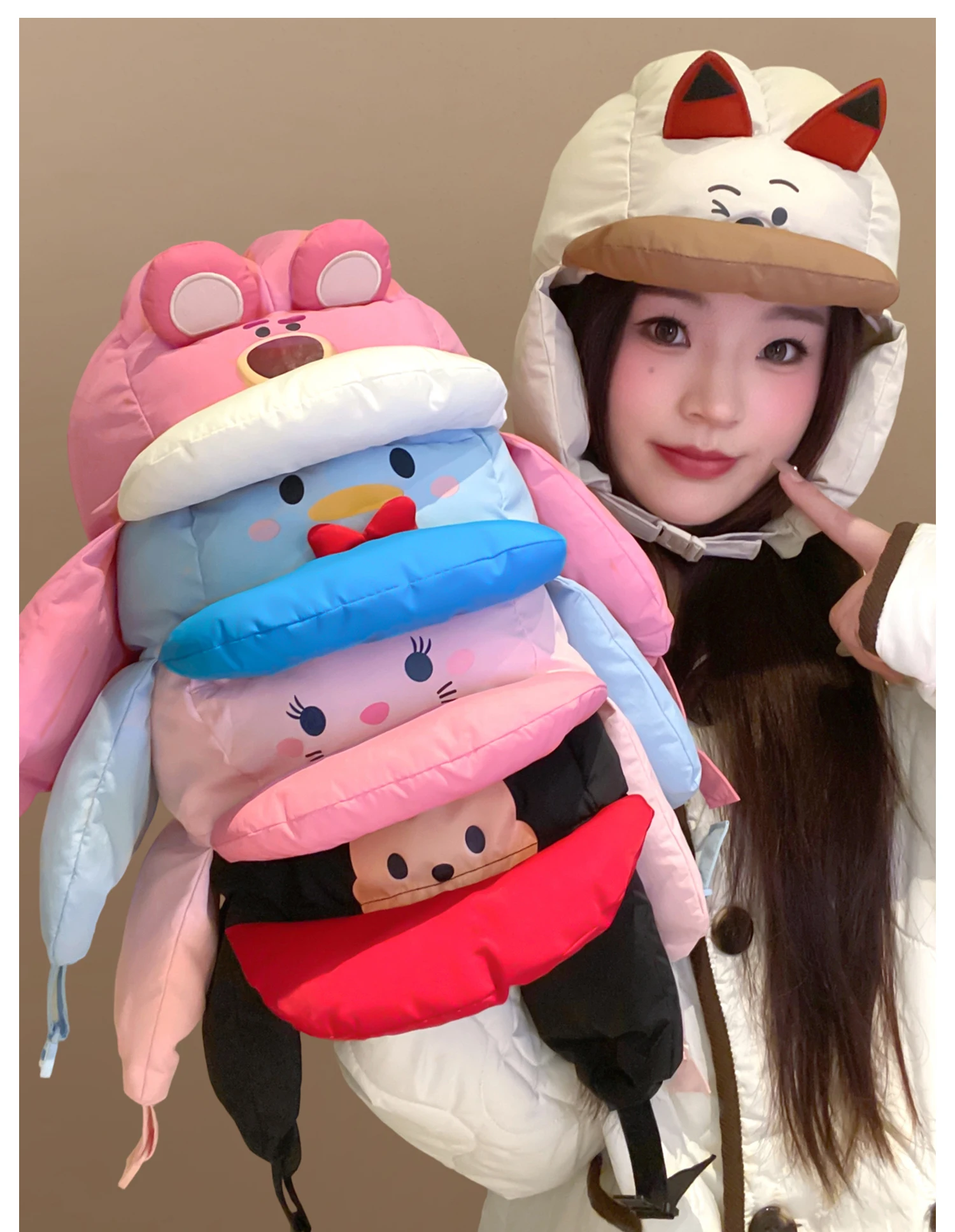 

2025 Cute Cartoon Animal Down Cotton Bomber Hat for Women Girl School Wind Proof Pilot Caps Winter Super Warm Earflap Ski Hats