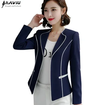 Lässiger langer Blazer für Damen, schmale Jacke, Büro-Arbeitsmantel, Damen-Business, Blau, Schwarz, Mode, Neu, Herbst, 2024