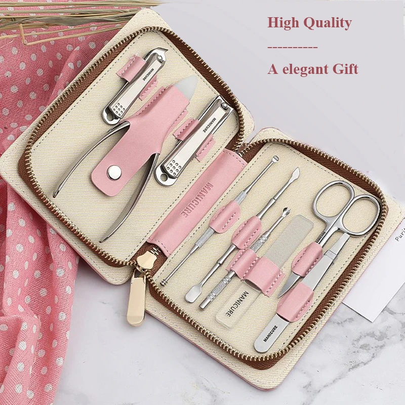 Innate Luxury Manicure Set Surgical Grade Scissors Stainless nail clipper Kit Full Function Pink Series package Pedicure