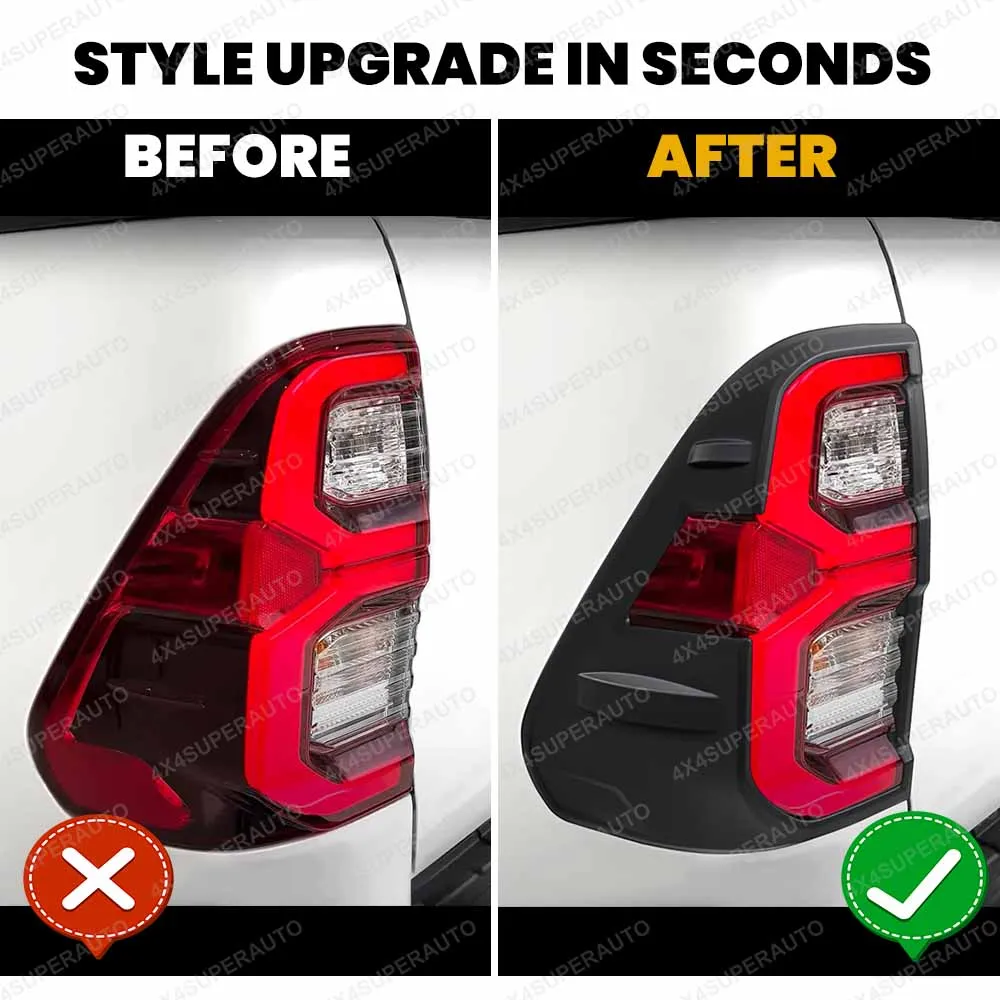 Taillights Cover Trim For Toyota Hilux Revo 2021-2025 ABS Matte black Rear Lamp Cover Tail light Protector Car Accessories
