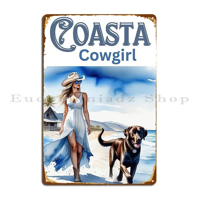 Coastal Cowgirl Strolling Metal Plaque Poster Poster Printing Living Room Garage Retro Tin Sign Poster