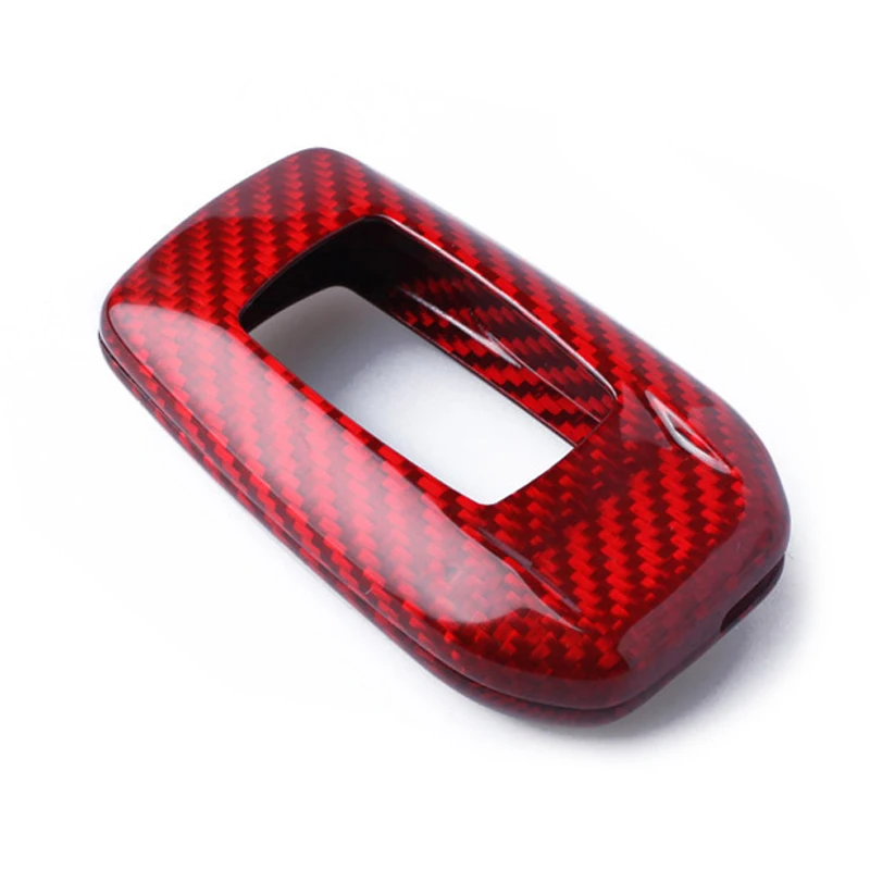 1 Set Red Remote Key Case Fob Shell Cover Carbon Fiber Fit for Toyota Alphard RAV4 Hilux Car Decoration