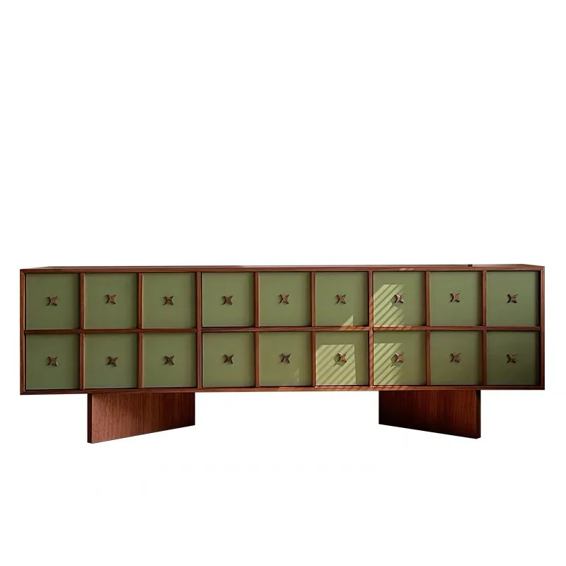 

French medieval wabi **** solid wood veneer TV cabinet French retro living room high floor cabinet bucket cabinet