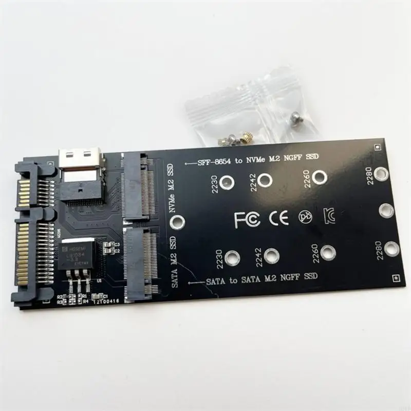 B0KF NGFF M.2 Adapter SATA3 Raiser M.2 zu Adapter NVMe SSD zu SFF-8654 Karte