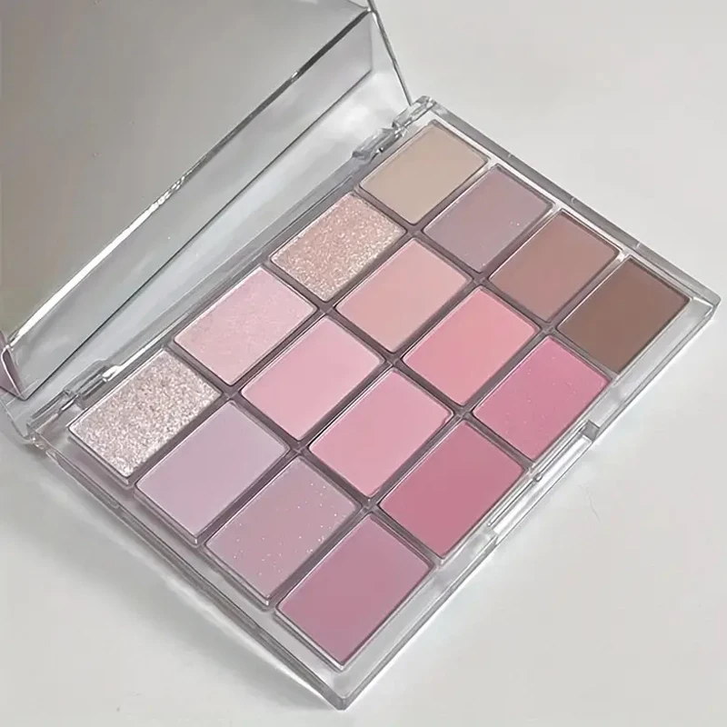 16色マットグリマーアイシャドウプレート、ブラウンヌードピンクトーンダウン飽和デイリーメイクアップ、チャーミングメイクアップ、韓国スタイル