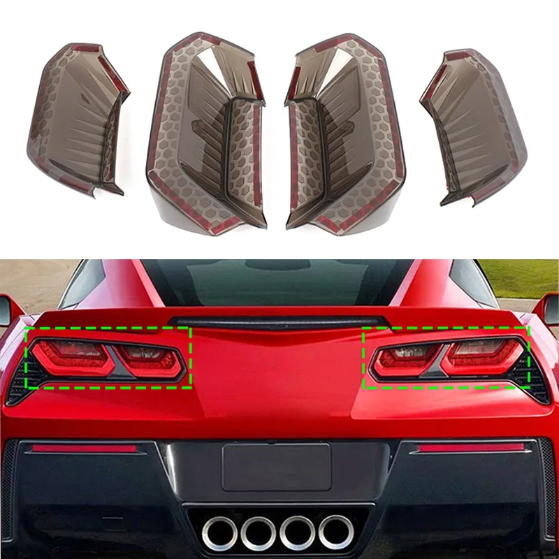 Para chevy corvette c7 2014-2019 abs enegrecido luz traseira da cauda do carro lâmpadas de nevoeiro traseira blackout capa guarnição adesivo acessórios do carro