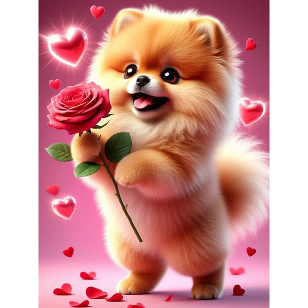 

EverShine Diamond Mosaic Dog Rose Embroidery Puppy DIY Full Drill Diamond Art Painting Kit Animal Crafts For Adults Wall Decor