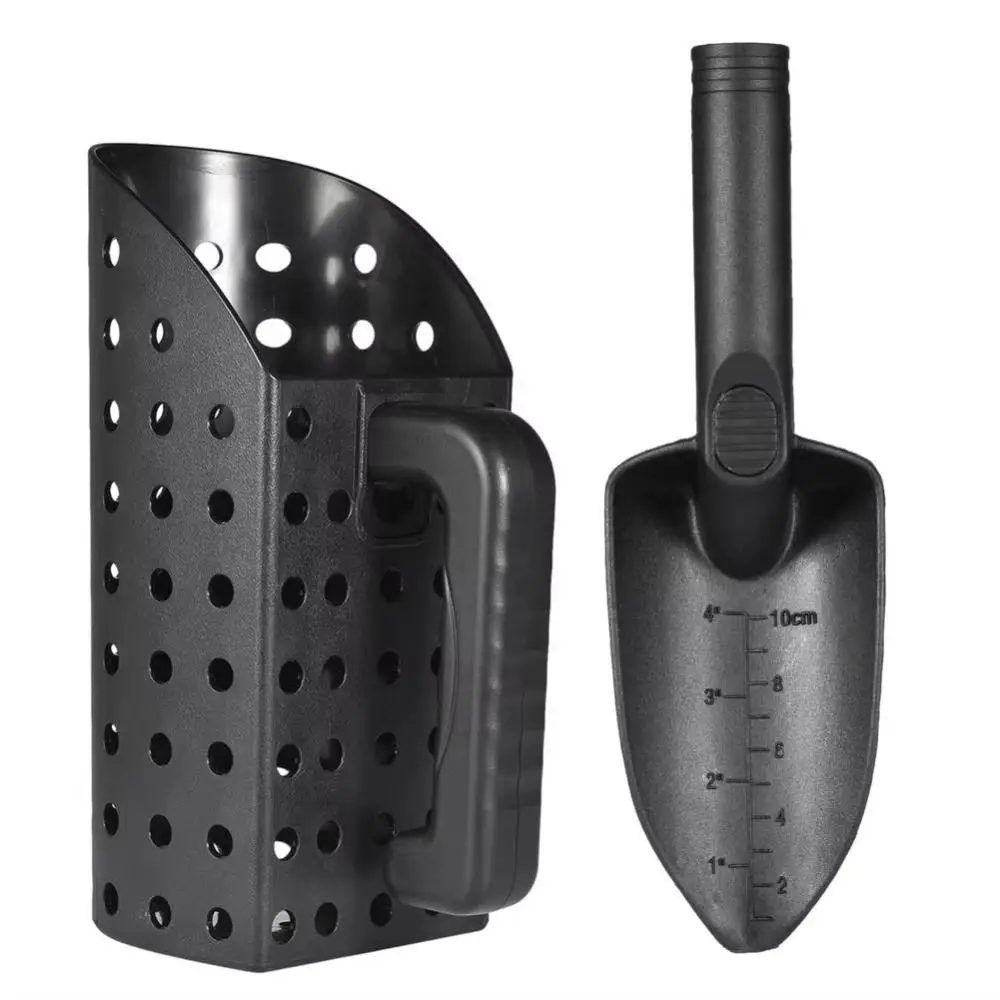 Juego de pala para arena de plástico, herramienta de excavación, pala negra para playa, alta eficiencia con mango, pala para arena, 2 uds.