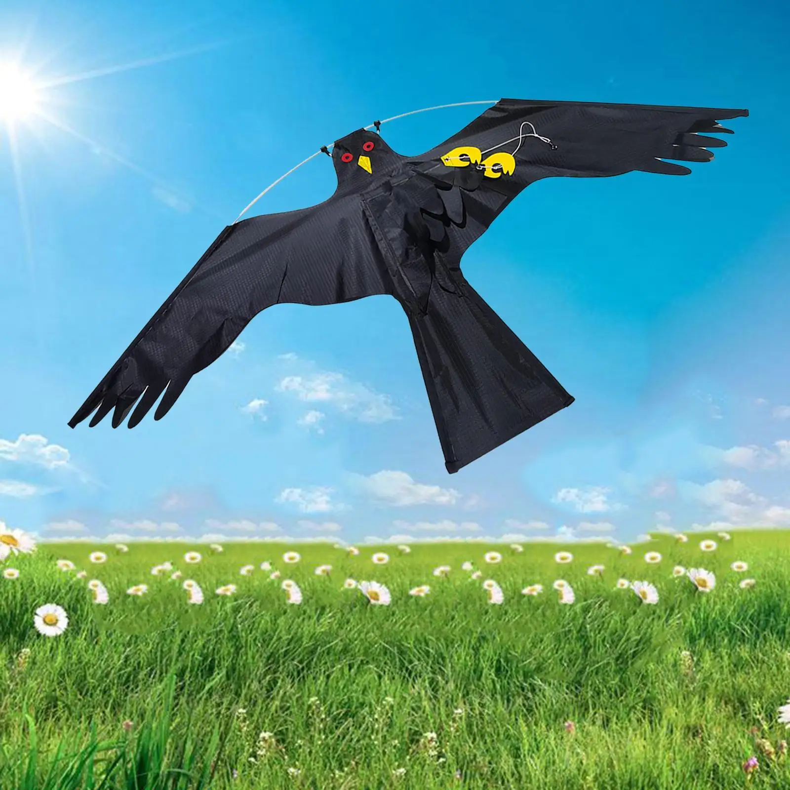 Lifelike Large Flying Hawk Kite Bird Repeller Pigeon Decoy Weed Pest Control black