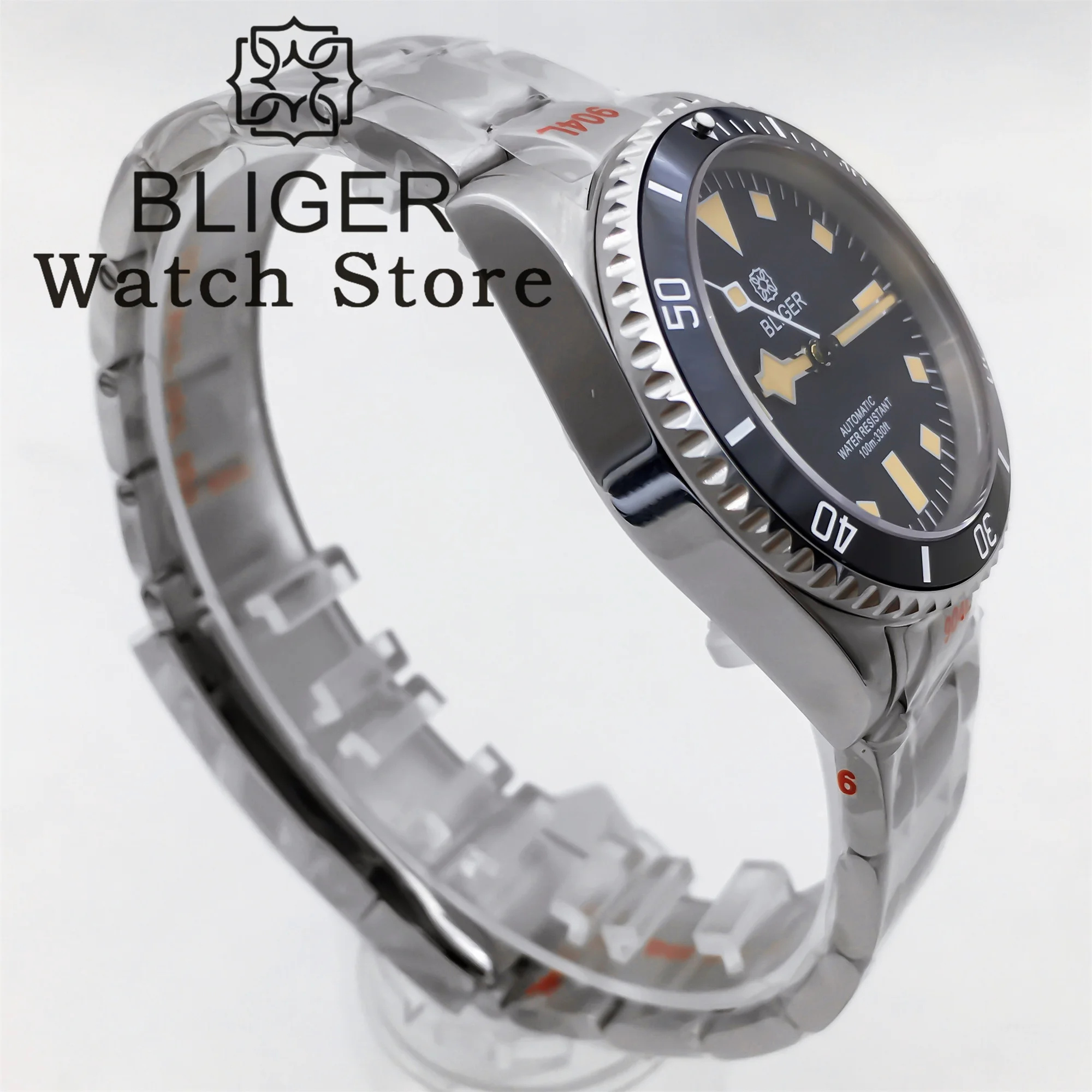 Bliger-男性用機械式自動ダイビングウォッチ,ヴィンテージダイヤル,発光サファイアガラス,防水,nh35a,pt5000,36mm, 38mm