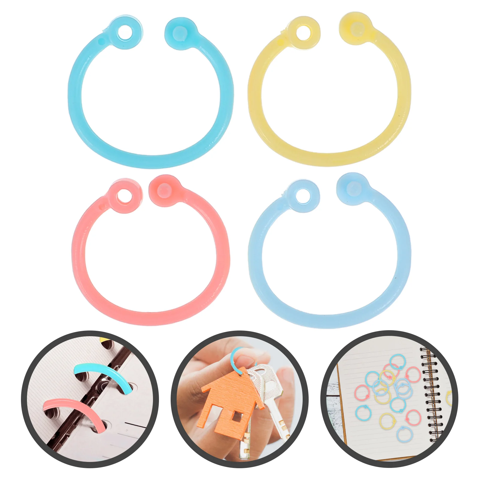 120 Pcs Color Ring Binder Rings Loose Leaf Macaron Plastic Book for Flash Cards