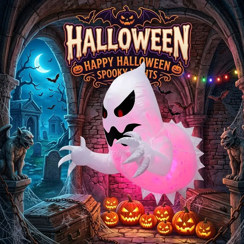 Inflatable Halloween Ghost Decoration Scary Airblown Outdoor Indoor Garden Yard Party Prop for Haunted House Spooky Atmosphere