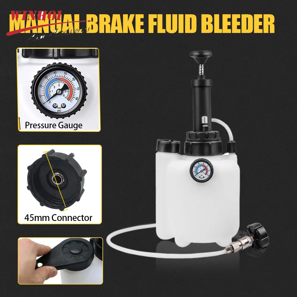 3L Manual Car Brake Bleeder with 1L Waste Oil Bottle Automotive Oil Change Pump Syringe Professional Car Fluid Exchanger Kit