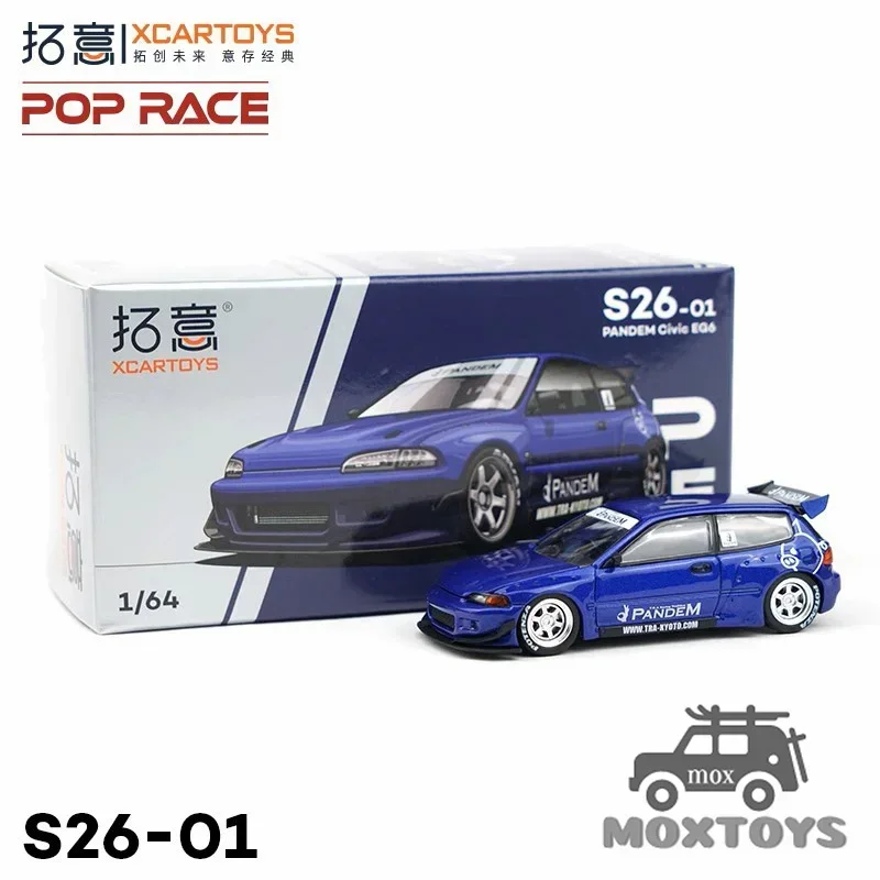 

Xcartoys x POP RACE 1:64 Pandem Civic EG6 Type R Bule Diecast Model Car