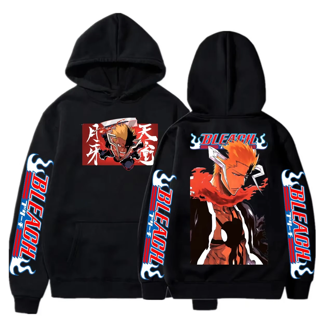 Anime Bleach Kurosaki Ichigo Graphic Hoodie Men Women Pullover Sweatshirt Sleeve Print Urban Vintage Cosplay Daily Hooded Tops