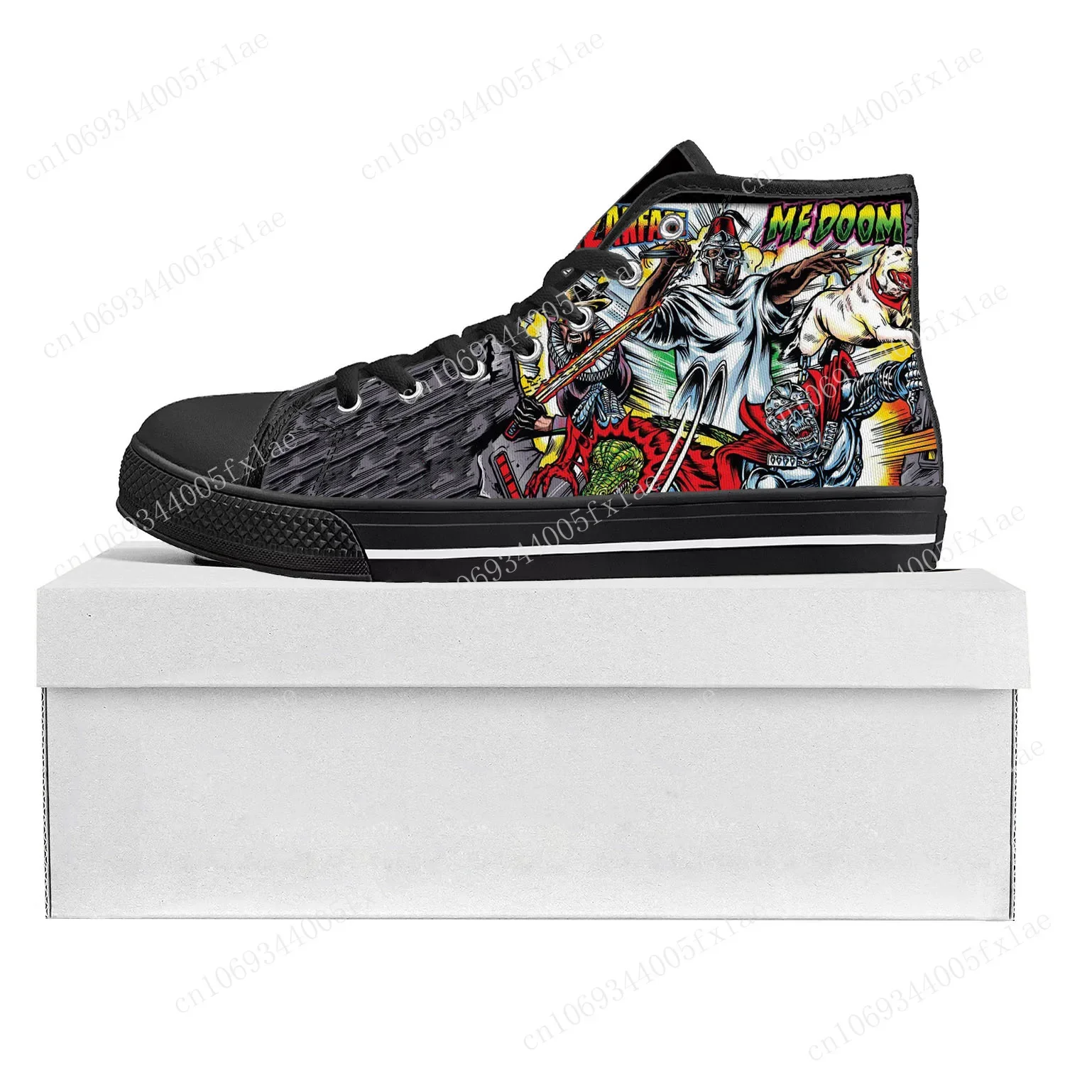 

MF Doom Hip Hop Rapper High Top High Quality Sneakers Mens Womens Teenager Canvas Sneaker Casual Couple Shoes Custom Shoe Black