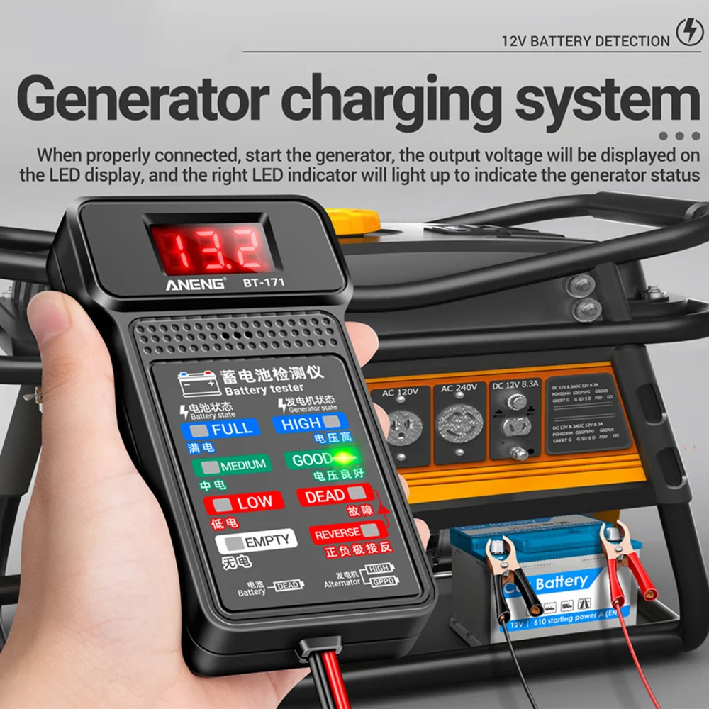 Imagem -02 - Battery Tester Monitor Painel Gauge Bateria Status-indicator Universal 12v Carro Elétrico Quantidade Detector Ferramenta de Diagnóstico Bt171