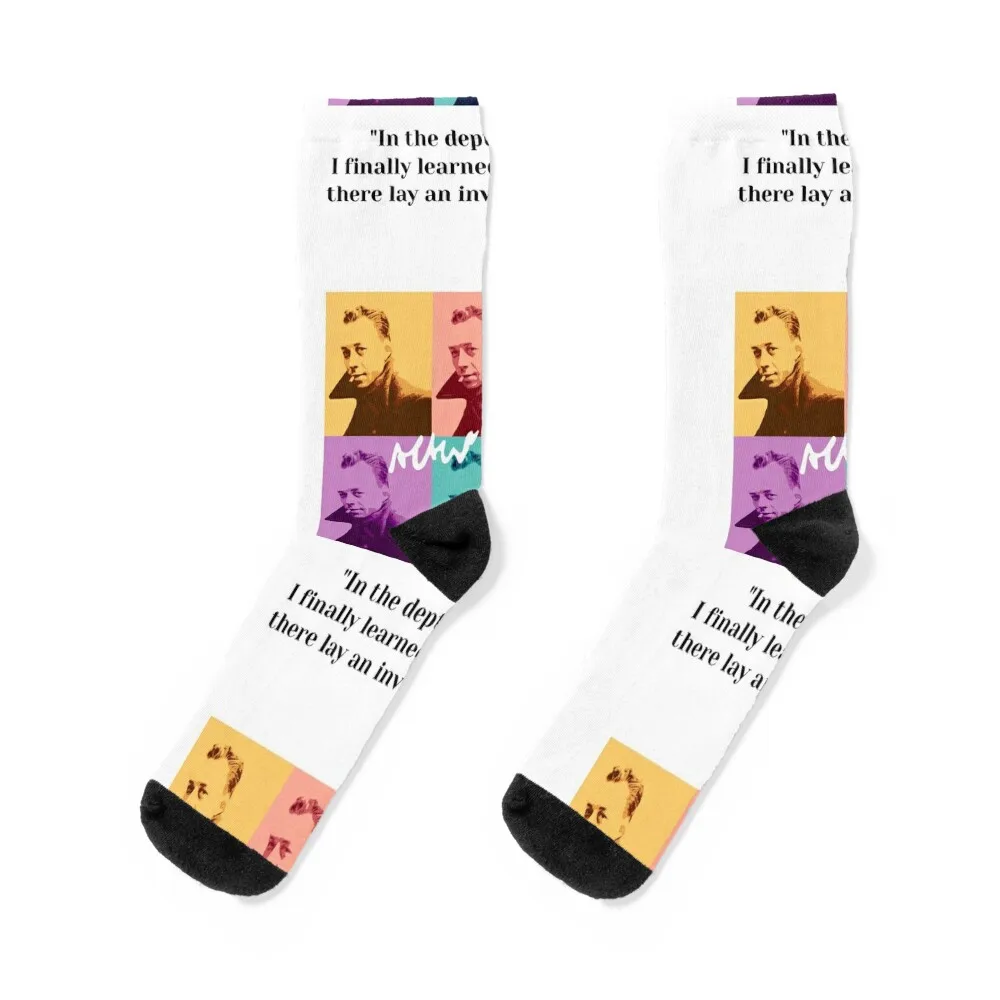 Philosopher Albert Camus quotes pop art Socks Stockings winter gifts Stockings compression luxury Girl'S Socks Men's