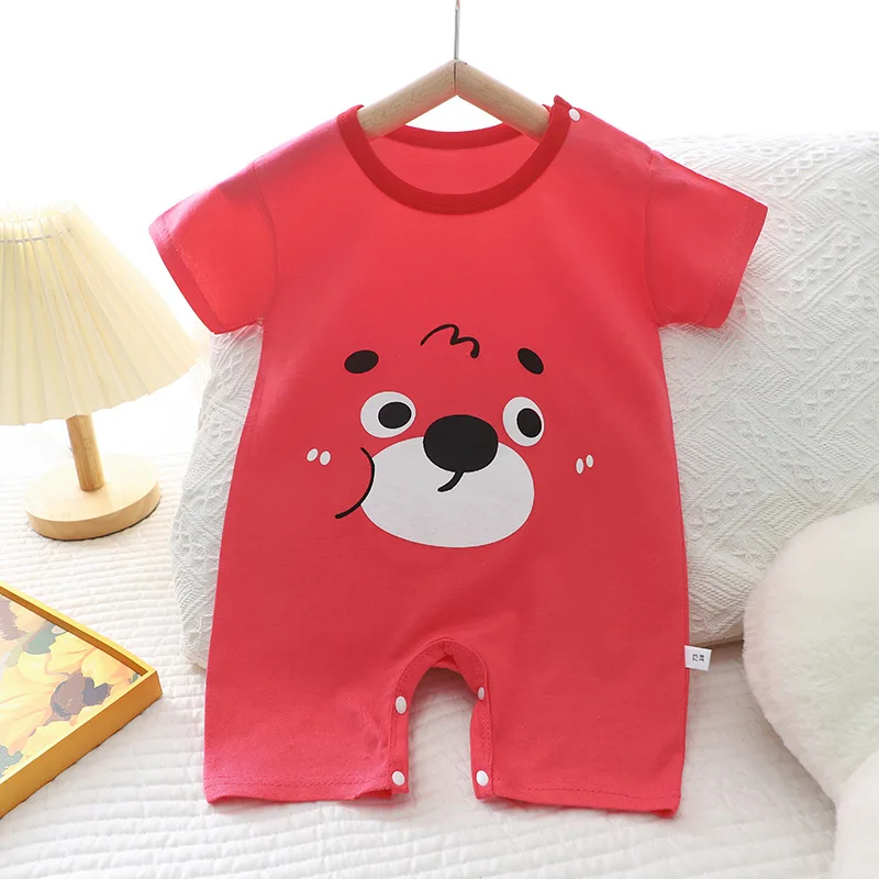Infant Toddler Crawling Clothes Cotton Summer Boys Girls Thin Baby Short Sleeve Romper Children's Onesie #4