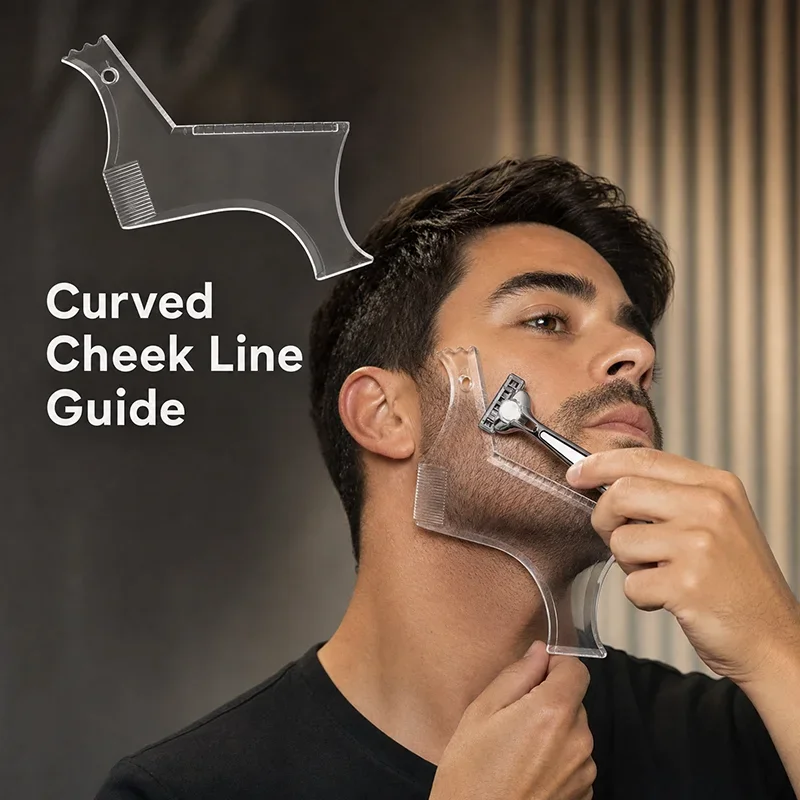 Beard Shaping Template, At-Home Razor Guide and Styling Comb for Creating Even-Looking Cheek Lines, Necklines and Sideburn Edges