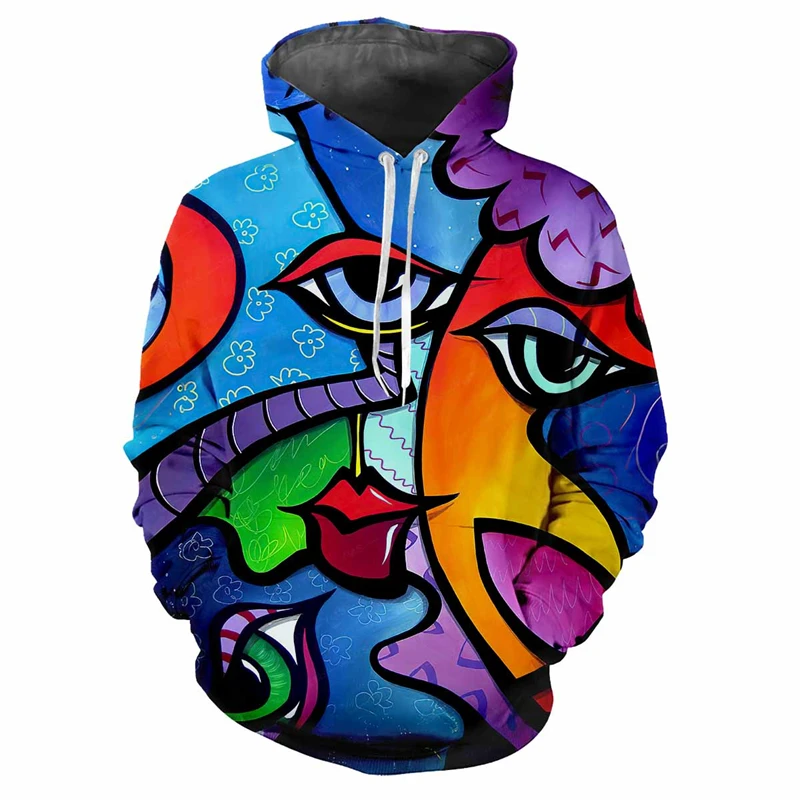 3D Printed Abstract Art Painting Hoodies For Men's Streetwear Pullover Long Sleeves Colorful Avant-garde Famous Hooded Hoodie