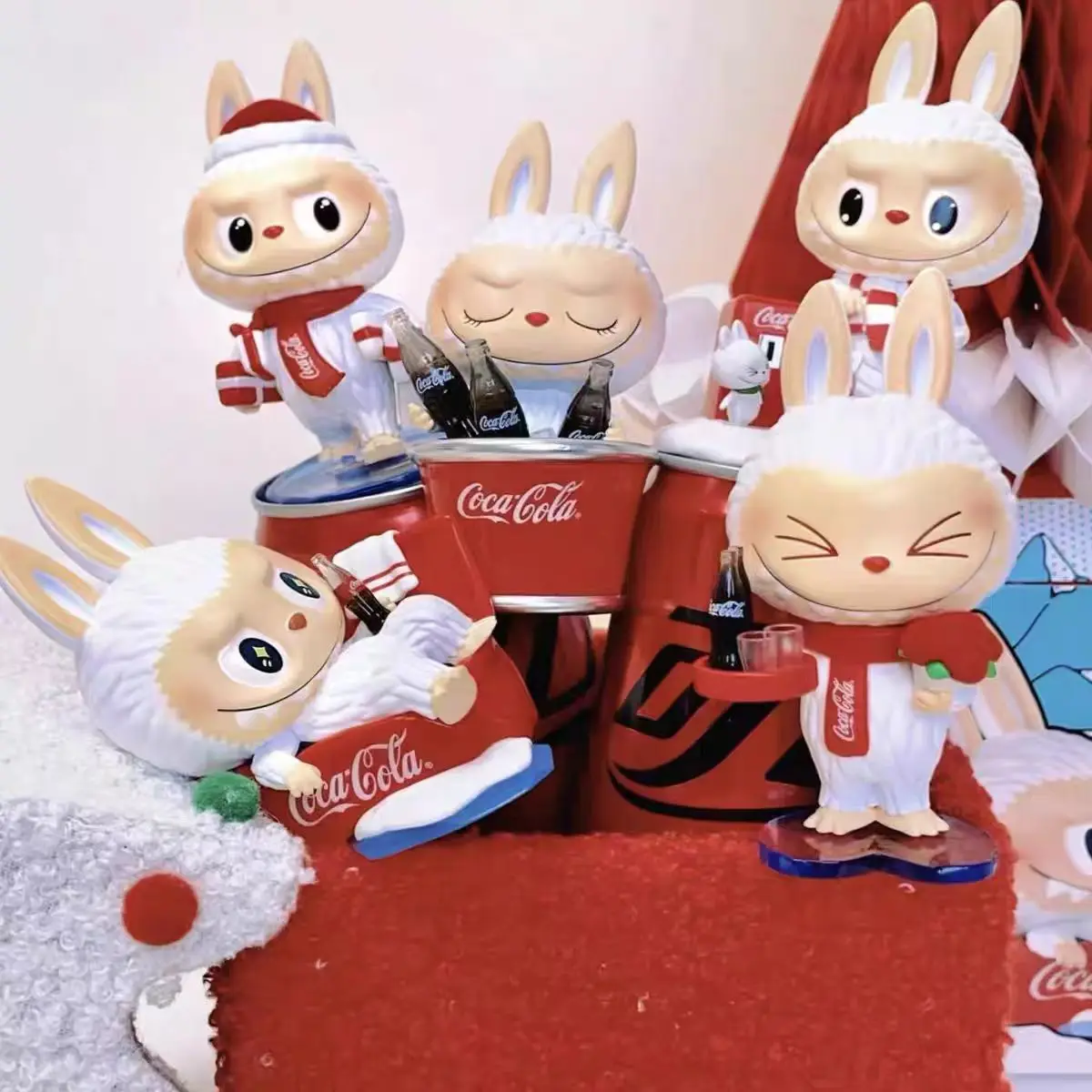 Genuine Popmart Bubble Mart The Monsters Labubu Coca Cola Series Blind Box Labubu Handmade Happy Factor Surprise Shake