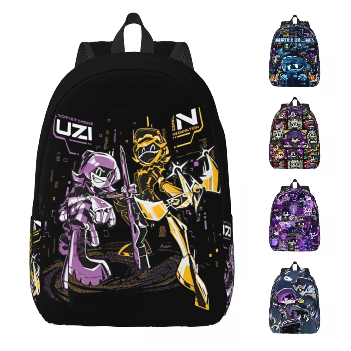 Murder Drones Cartoon Anime Teenage Backpack Lightweight High School Hiking Travel TV Series Daypack Men Women Laptop Canvas Bag