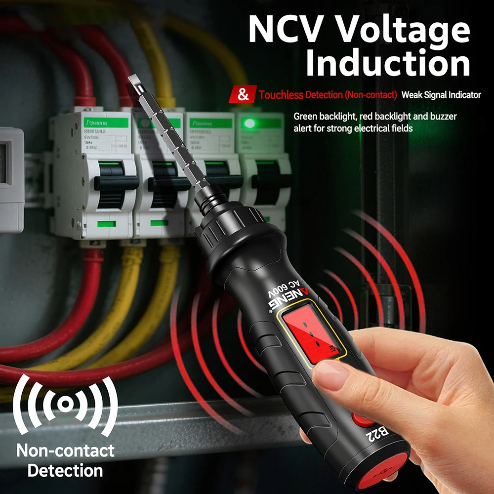 ANENG B22 Professional NCV Voltage Tester Pen Non Contact Voltage Detector Live Neutral Wire Finder LCD Display Electrician Tool