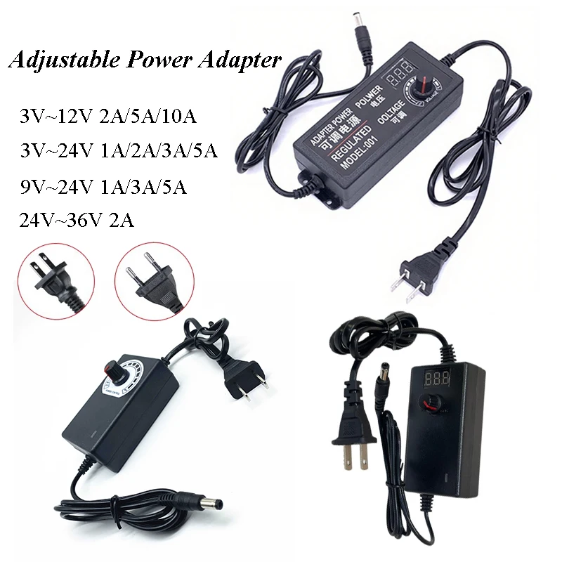 Power Supply Adjustable AC 220V 110V TO DC 3V 9V 12V 24V 1A 2A 3A 5A 10A Power Supply 3V 12V 24V With Jack Adapter Plug Female