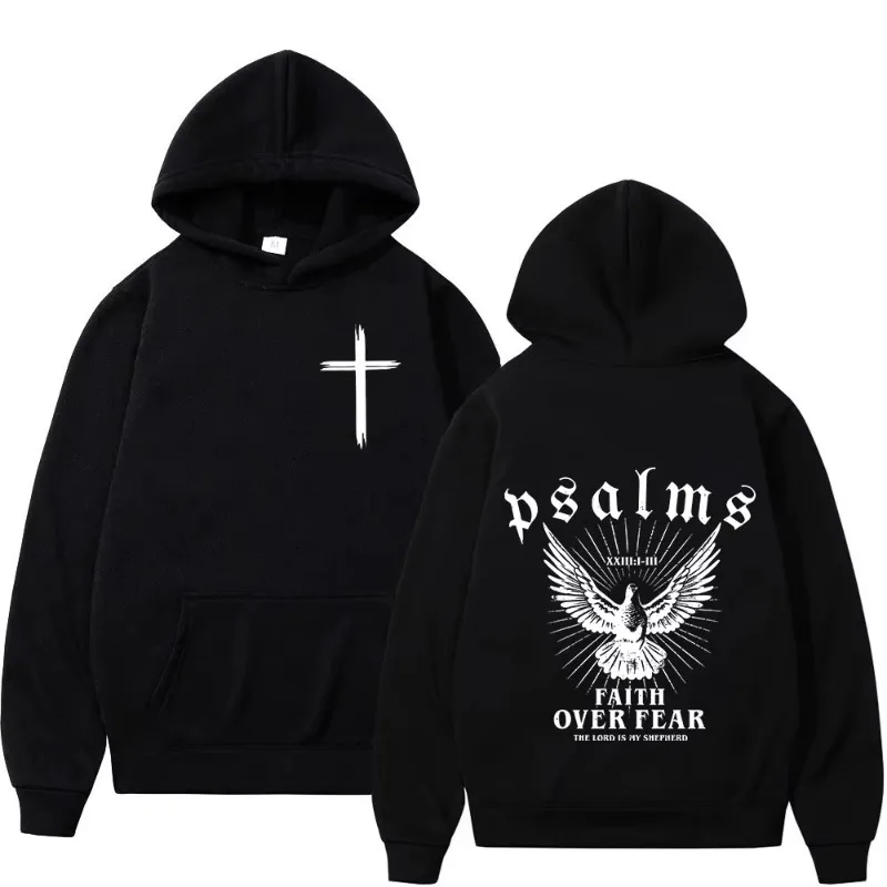 

Christian Jesus Faith Over Fear Bible Verse Hoodies Men's Women's High Quality Fashion Sweatshirts Vintage Streetwear Hoodie