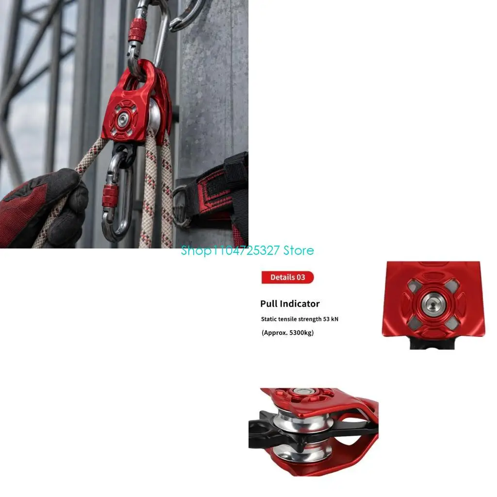 D8KF Small Pulley Block for Rope Routing and Utility Hauling Work Climbing