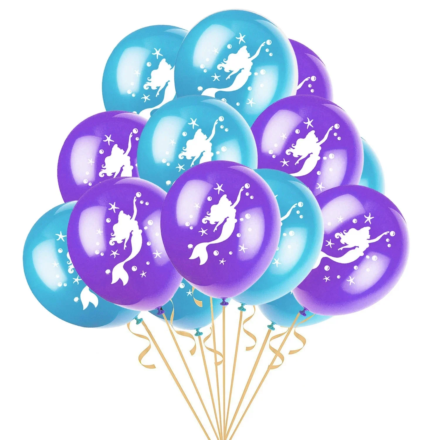 12 stücke Meerjungfrau Ballon Gedruckt Bunte Shell Latex Blau Lila Ozean Ballon Meerjungfrau Party Dekoration Lieferungen