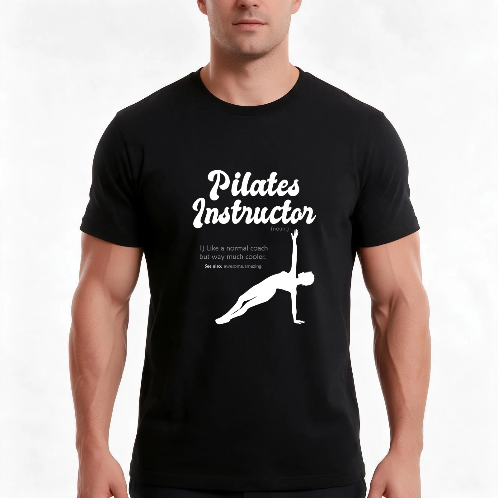 Pilates Instructor Definition - Woman Sihlouette T-Shirt, Summer Casual Cotton Tee, Oversized Streetwear Tops, Unisex Men Women
