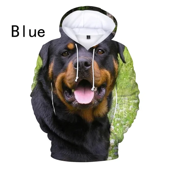 Fashion Cute Rottweiler Dog 3D Hoodies Hip Hop Long Sleeve Loose Sweatshirt Pullovers Oversized Tops