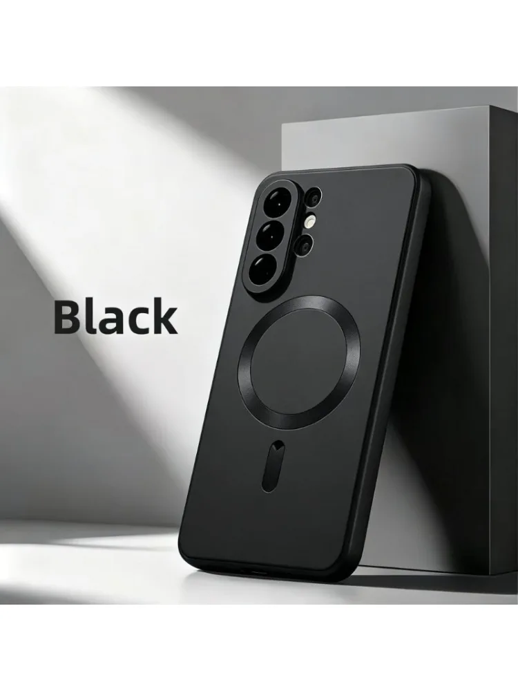 Nowe matowe metaliczne etui z miękkiego TPU z funkcją magnetyczną do Samsung Galaxy S26 S23 S22 S21 S20 Ultra Plus S25 S24 FE z osłoną ochronną na obiektyw. — 2