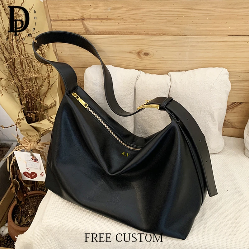 Luxury Design Leather Tote Bag Custom Name Woman Fashion Shoulder Bag Briefcase Large Capacity Business Casual Shoulder Bag
