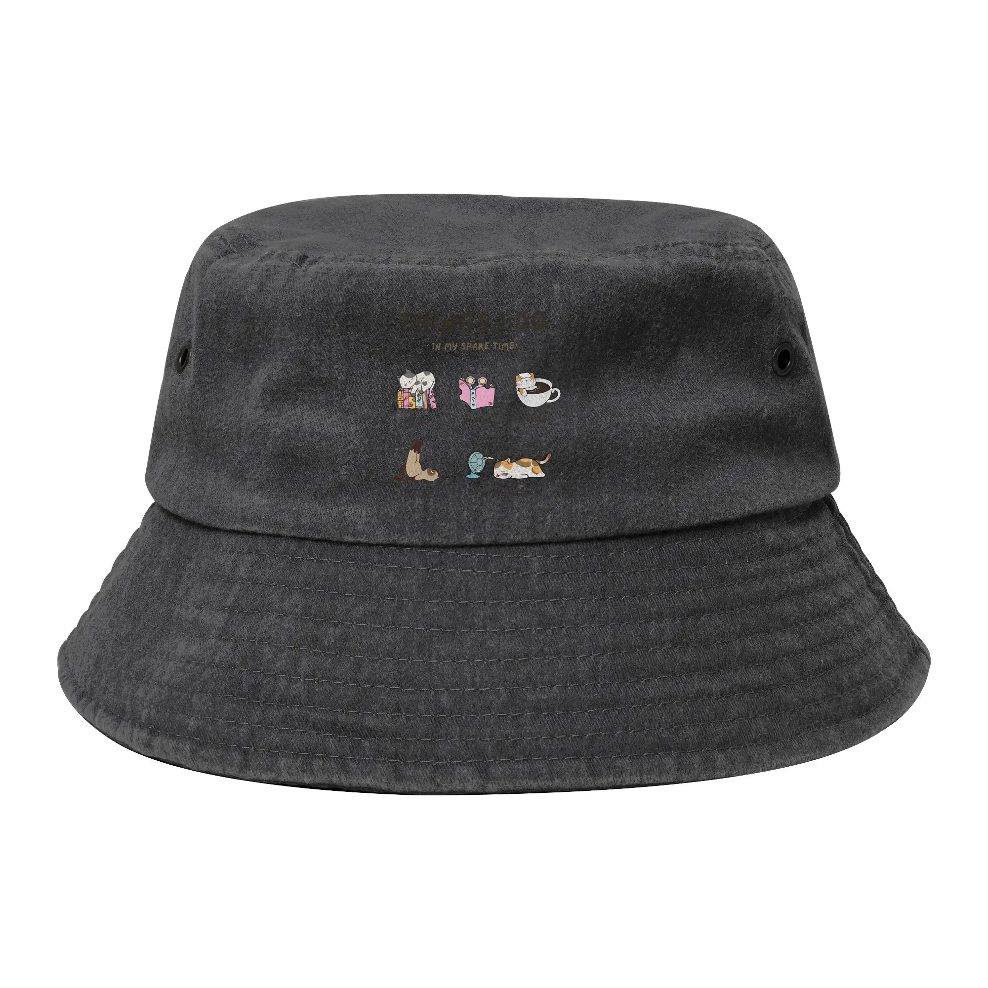 Vocation Things I Do In My Spare Time Sleeping Bucket Hats Unisex Distressed Cotton Sun Hats Bob Hat Fisherman Hats Outdoor