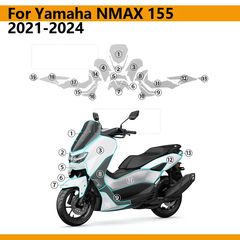 

Motorcycle Fairing Protective Film for Yamaha NMAX 155 2021-2024 TPU Paint Protection PPF Anti-scratch Body Sticker Invisible